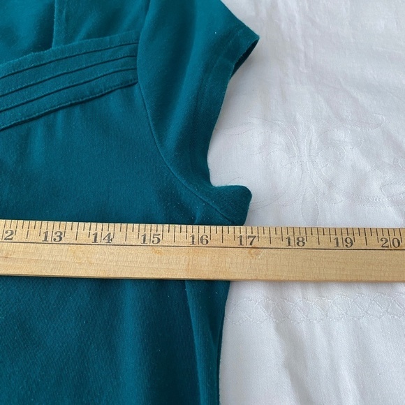 Thyme Maternity Teal Asymmetric Square Neck Short Sleeve‎ Tunic Top Size Large - Picture 7 of 9